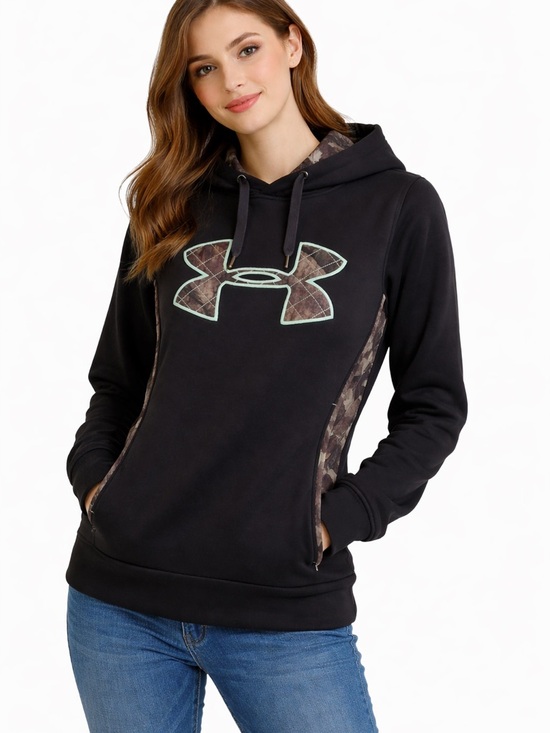 Under Armour Tops - Under Armour Black Hoodie with Camo Logo and Panels EXCELLENT CONDITION